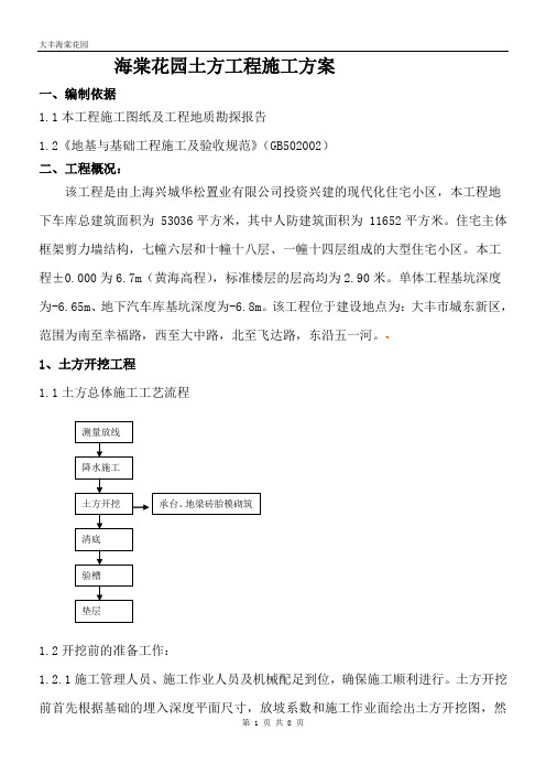 大丰海棠花园土方方案改