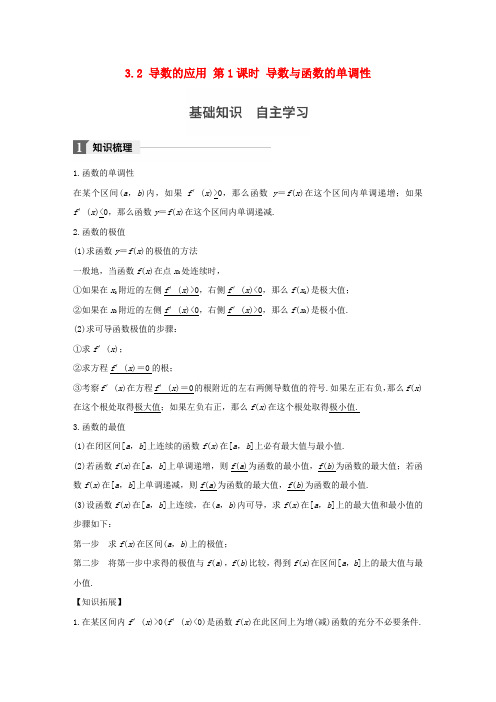(江苏专用)2018版高考数学大一轮复习 第三章 导数及其应用 3.2 导数的应用 第1课时 导