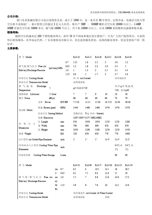 捷豹空压机型号
