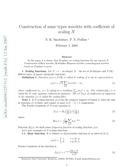 Construction of some types wavelets with coefficient of scaling N