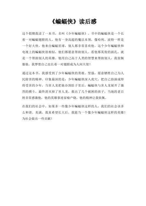 蝙蝠侠读后感