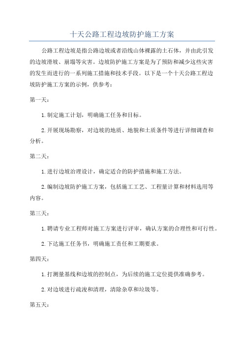 十天公路工程边坡防护施工方案