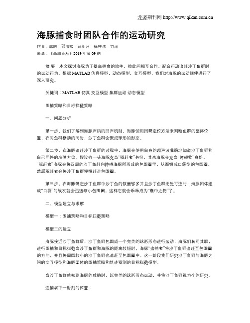海豚捕食时团队合作的运动研究
