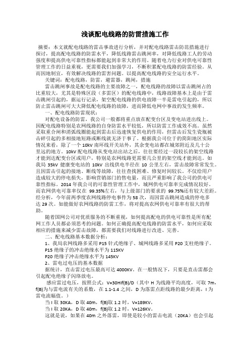 浅谈配电线路的防雷措施工作