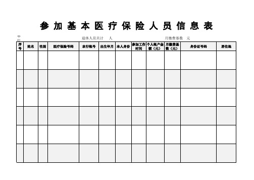 医疗保险缴费核定表Excel表格
