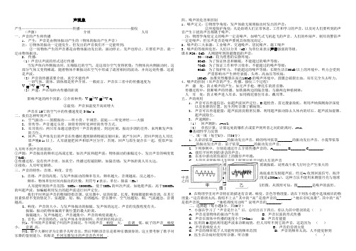 声现象复习提纲