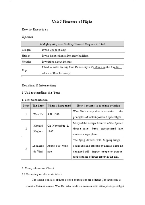 全新版大学进阶英语综合教程第二册答案U5KeytoExercises
