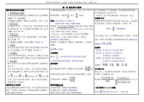 概率论与数理统计笔记(重要公式)