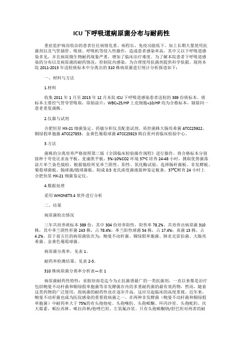 ICU下呼吸道病原菌分布与耐药性