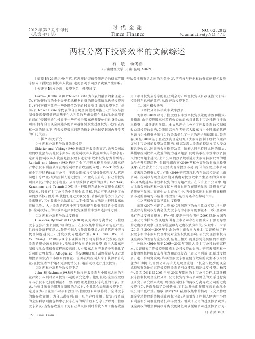 两权分离下投资效率的文献综述