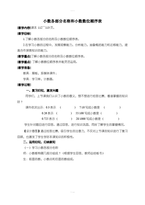 小数各部分名称和小数数位顺序表)