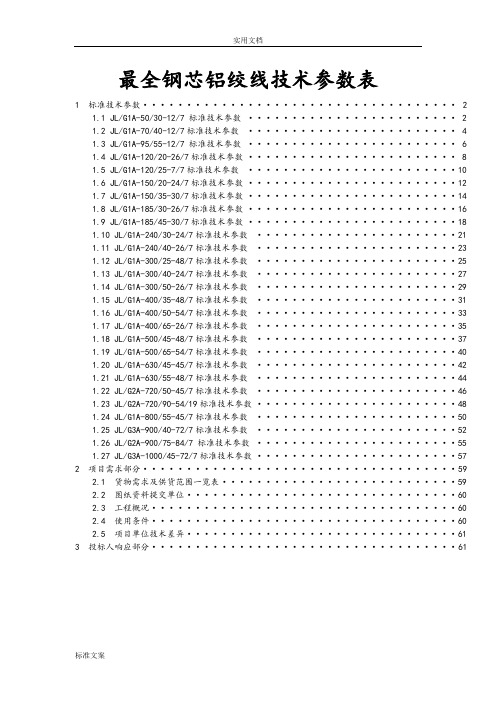 最全钢芯铝绞线技术全参数表