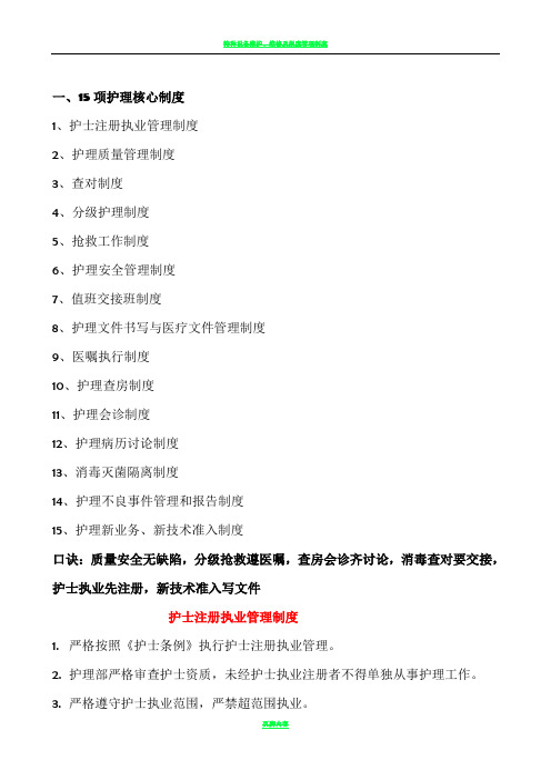 15项护理核心制度