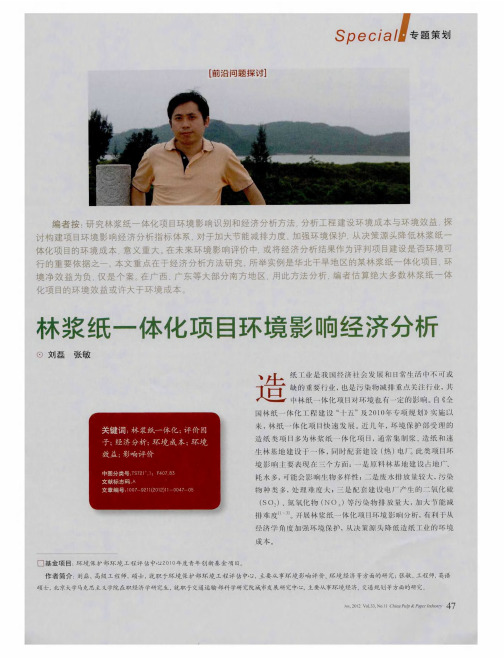 林浆纸一体化项目环境影响经济分析