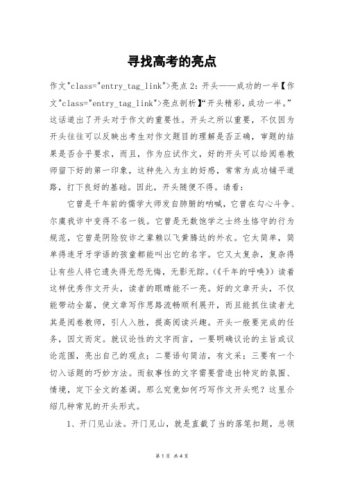 寻找高考的亮点_高考作文