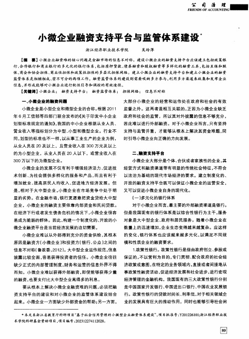 小微企业融资支持平台与监管体系建设