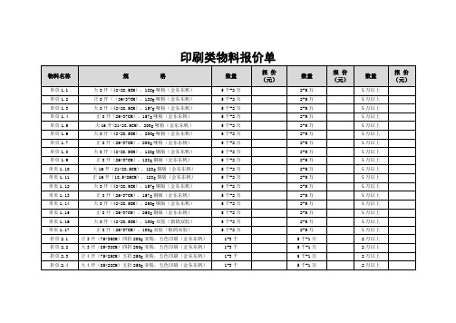 印刷类物料报价