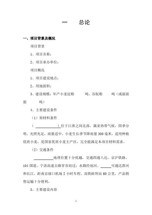小麦深加工可行性研究报告