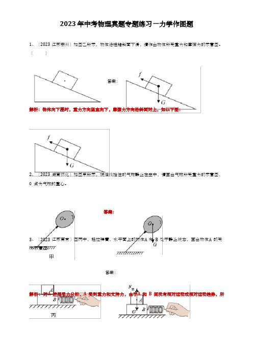 2023年中考物理真题专题练习—力学作图题