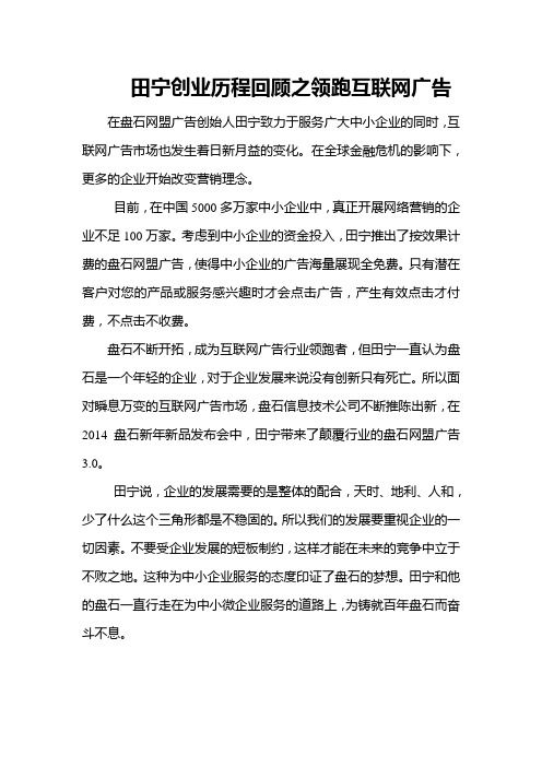 田宁创业历程回顾之领跑互联网