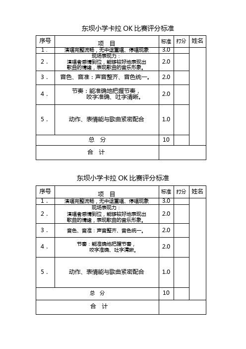 东坝小学卡拉OK大赛评分标准