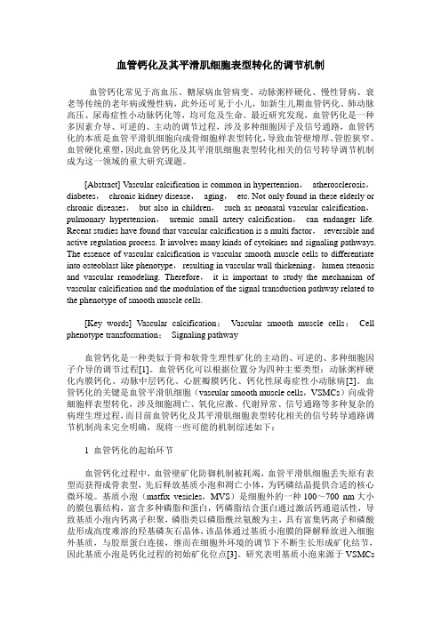 血管钙化及其平滑肌细胞表型转化的调节机制