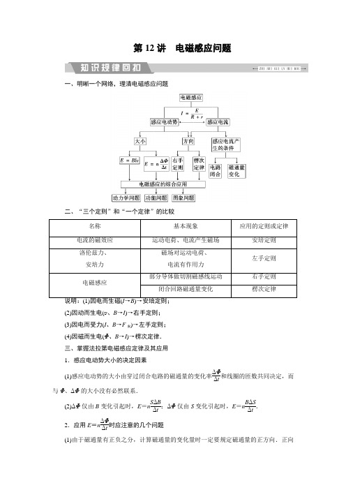 2018大二轮高考总复习物理文档：第12讲 电磁感应问题 Word版含答案