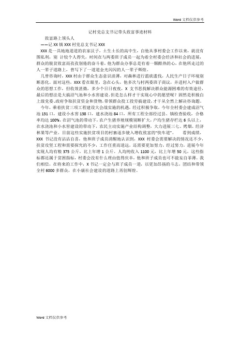 记村党总支书记带头致富事迹材料