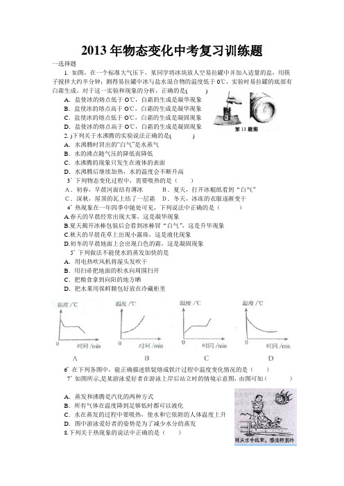 2013年物态变化中考复习训练题