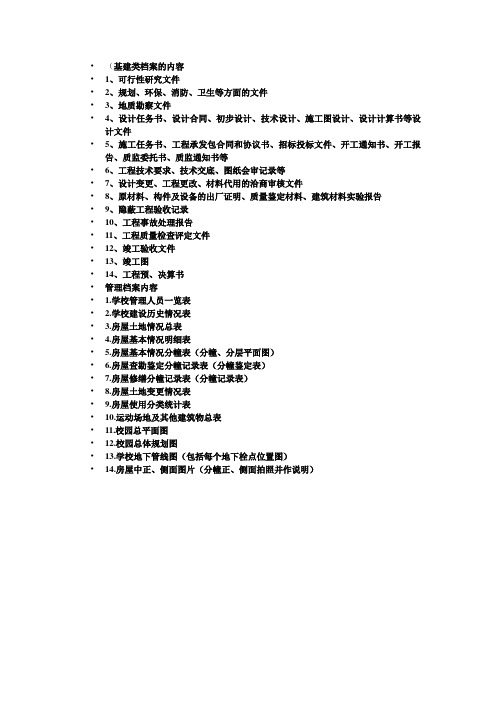 基建类档案的内容