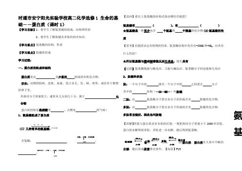 高二化学 生命的基础蛋白质(课时1) 