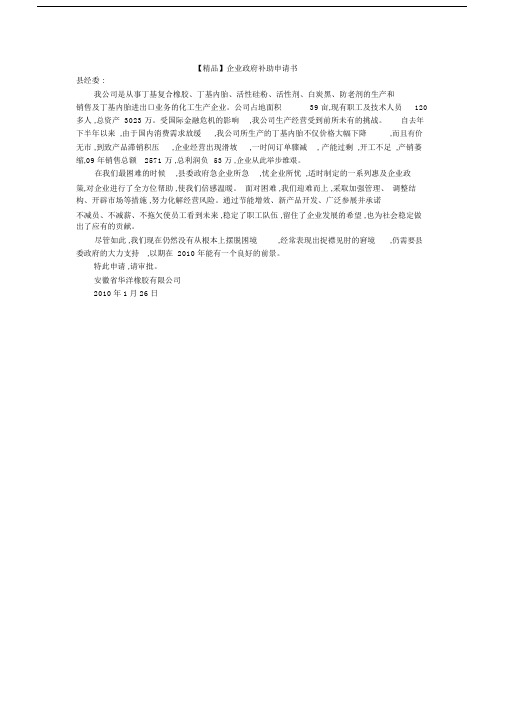 【精品】企业政府补助申请书.doc