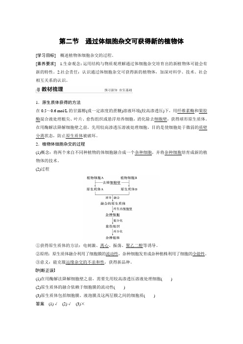 高中生物：第二章 第二节 通过体细胞杂交可获得新的植物体 (1)