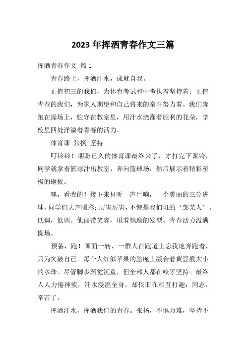 2023年挥洒青春作文三篇