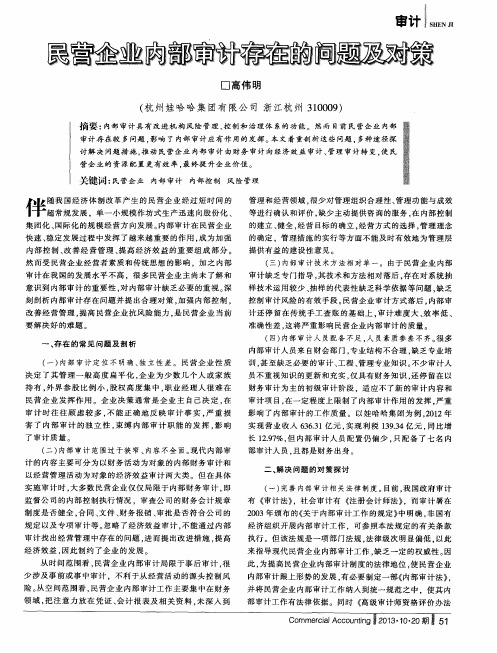 民营企业内部审计存在的问题及对策