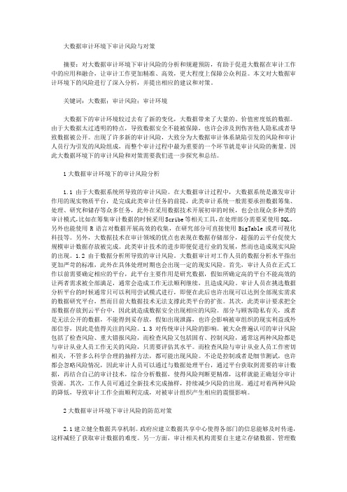 大数据审计环境下审计风险与对策