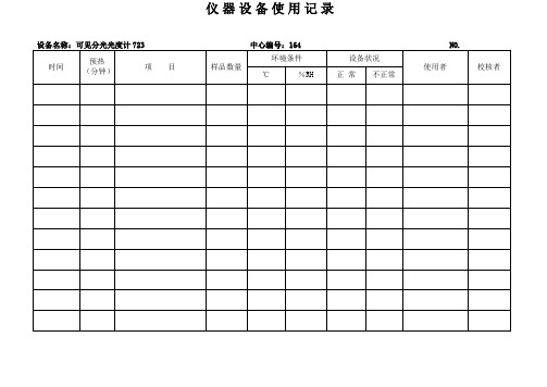 实验室仪器设备使用记录表设备