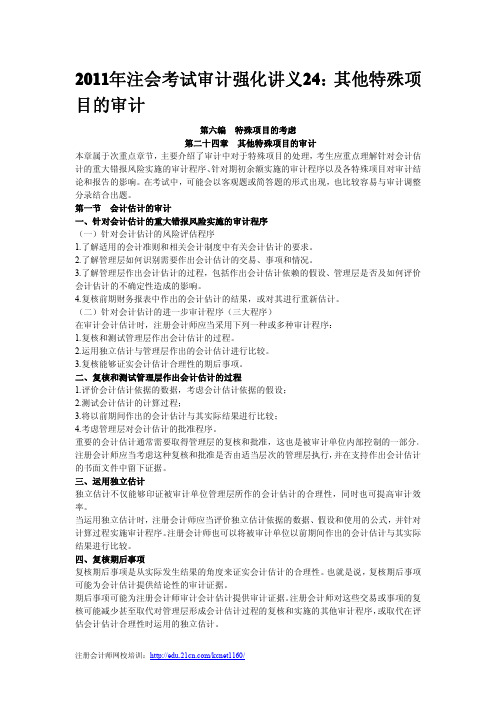 《审计》其他特殊项目的审计讲义