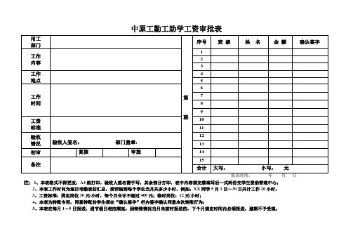 勤工助学工资表