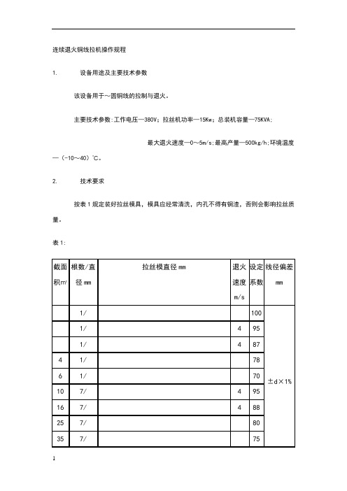连续退火铜线拉机操作规程