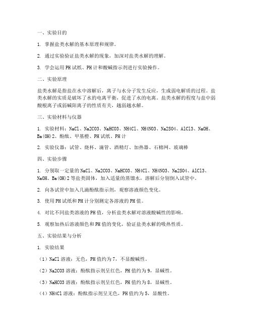 盐类水解_实验报告