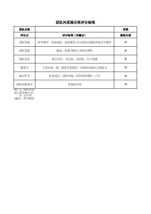 篮球赛团队风采奖评分标准