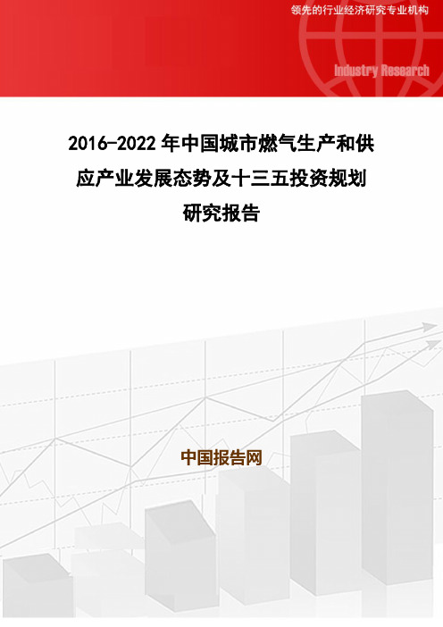2016-2022年中国城市燃气生产和供应产业发展态势及十三五投资规划研究报告
