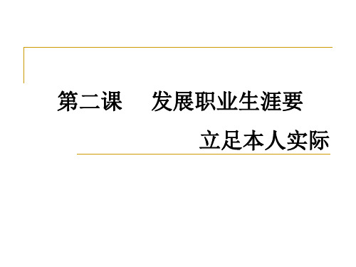 第二章发展职业生涯要立足本人实际