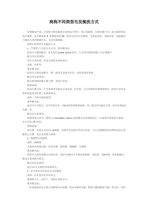 狗狗不同类型毛发梳洗方式