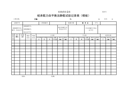 桩承载力自平衡法静载试验记录表(模板)