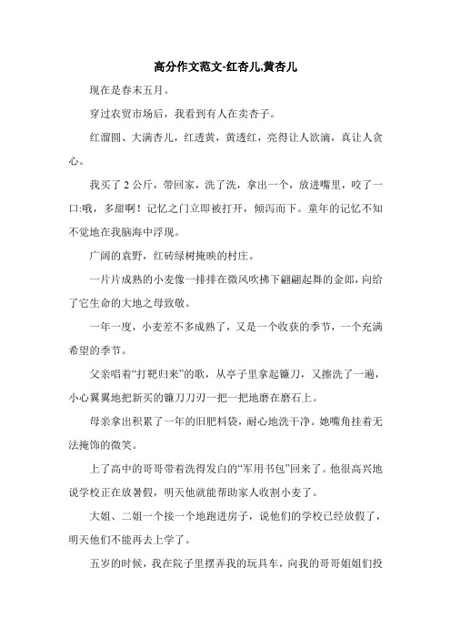 高分作文范文-红杏儿,黄杏儿
