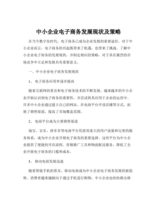 中小企业电子商务发展现状及策略