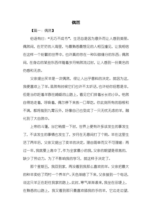 初三作文：偶然作文600字