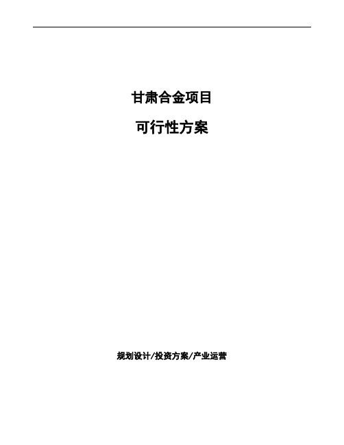 甘肃合金项目可行性方案
